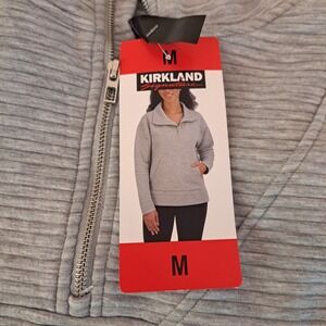 Kirkland Signature Womens Gray Ottoman Half-Zip Sweatshirt Ribbed Pullover M NEW